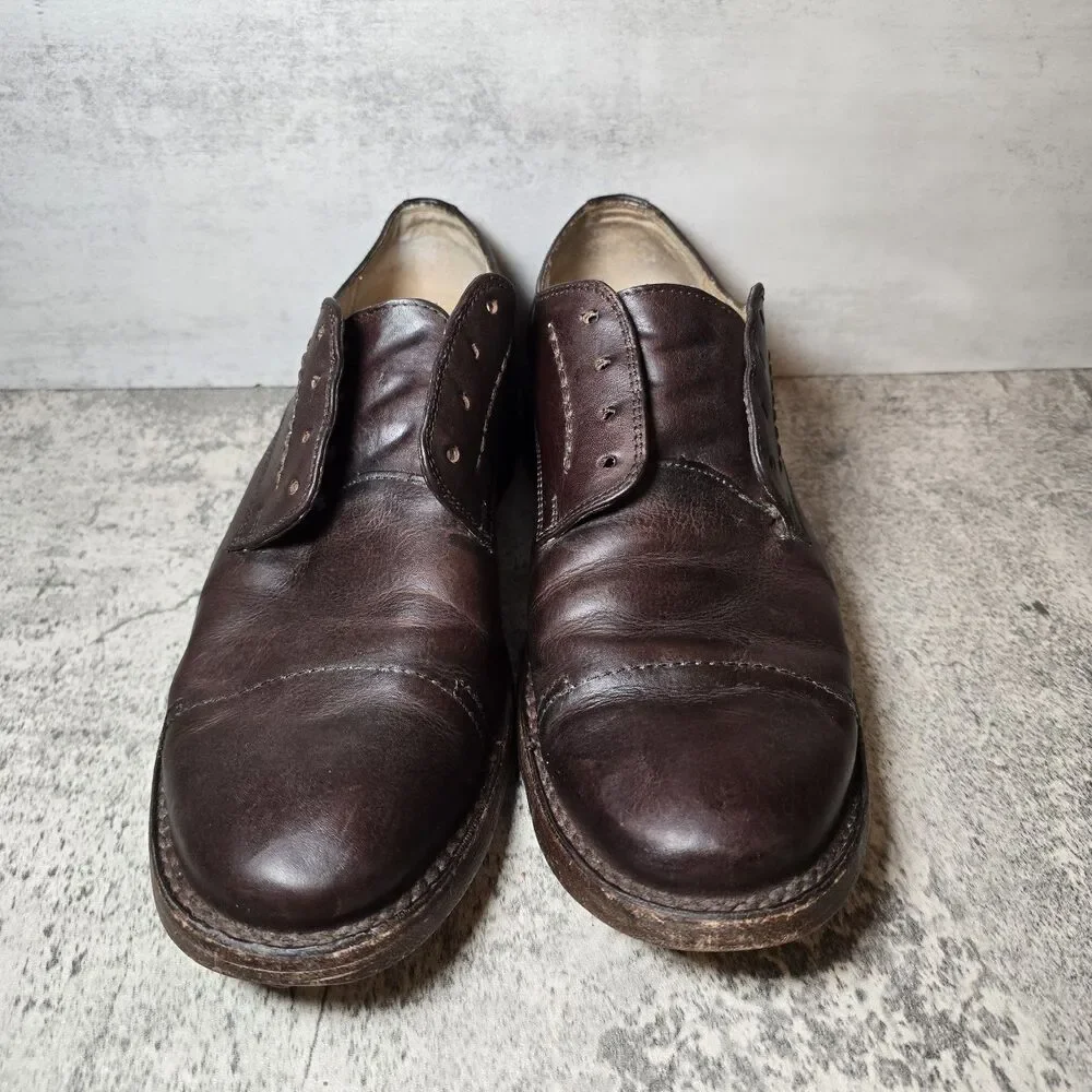 Mens Frye Boots Oliver Oxford Cap Toe Lace Up Brown 84742 BLK Sz 9